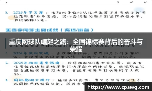 重庆网球队崛起之路：全国锦标赛背后的奋斗与荣耀